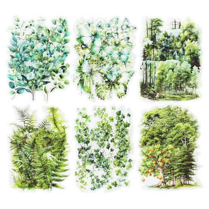 120Pcs Forest PET Scrapbook Stickers Botanical Designs for Scrapbooking Waterproof Journaling Supplies Junk Journal Ephemera with Storage Organizer (120 Count)