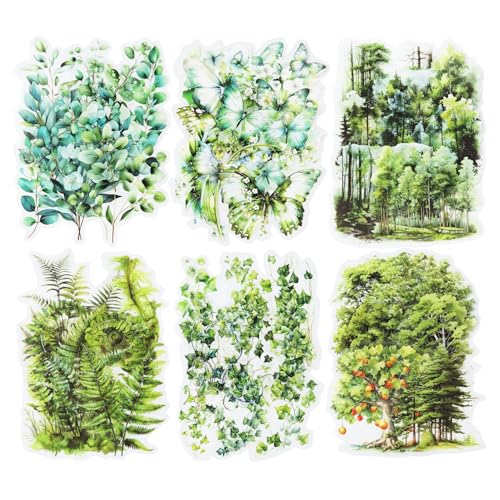 120Pcs Forest PET Scrapbook Stickers Botanical Designs for Scrapbooking Waterproof Journaling Supplies Junk Journal Ephemera with Storage Organizer (120 Count)