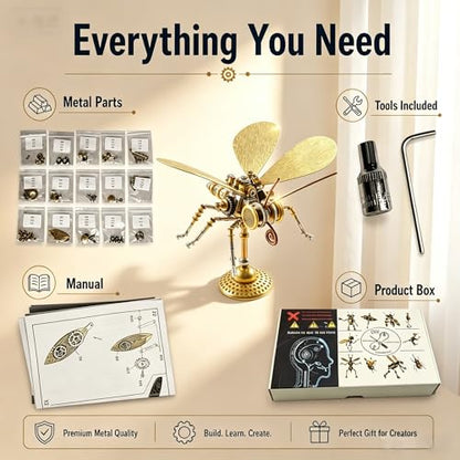 Steampunk Mechanical Insect Butterfly 3D Metal Puzzle Model Kits for Adults 150+ Parts Stunning Desk Decor Christmas & Birthday Gift for Men Adults Hobbyists