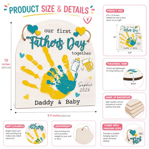 DIY Our First Father's Day Together Daddy & Baby Handprint Signs