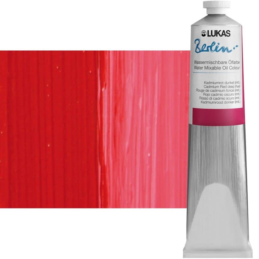 Berlin Pro Artists Water Mixable Oil Paint 200 ml Tube Cadmium Red Deep Hue (6.8 Fl Oz)