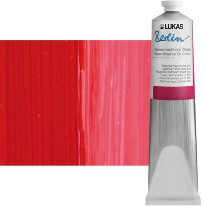 Berlin Pro Artists Water Mixable Oil Paint 200 ml Tube Cadmium Red Deep Hue (6.8 Fl Oz)