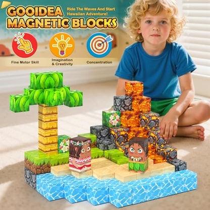 120PCS Magnetic Blocks Hawaii Mine Magnet World Building Cubes for Kids 3+ (120 Count)