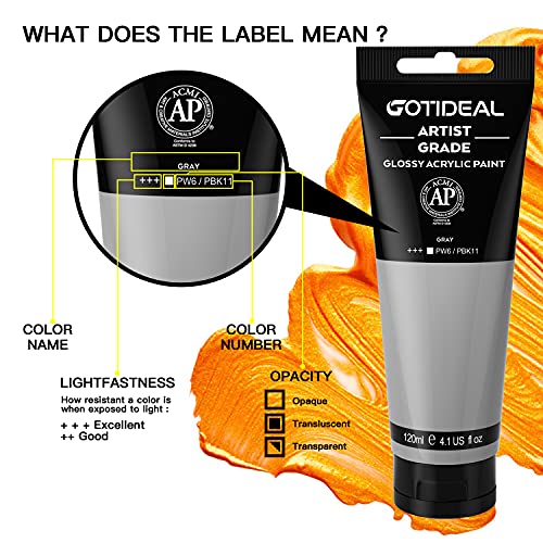Acrylic Paint Gray Tubes (4.1 Fl Oz)