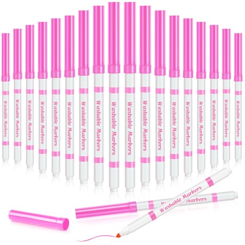 18 Pcs Line Washable Markers Pink Fine Tip Markers for Kid (18 Count)