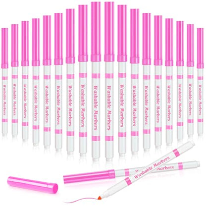 18 Pcs Line Washable Markers Pink Fine Tip Markers for Kid (18 Count)