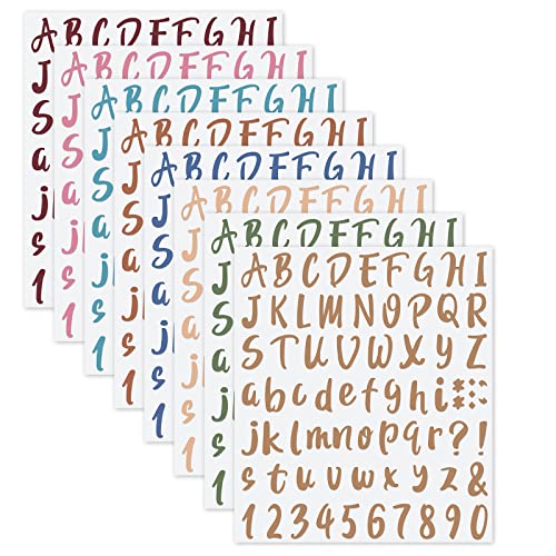 576 Pcs 8 Sheets Letters Stickers Vinyl Alphabet Number Decals Back to School Supplies for Water Bottles Cups Mailbox Scrapbooking Bulletin Board Classroom Decor (8 Count)
