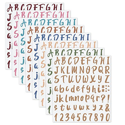 576 Pcs 8 Sheets Letters Stickers Vinyl Alphabet Number Decals Back to School Supplies for Water Bottles Cups Mailbox Scrapbooking Bulletin Board Classroom Decor (8 Count)