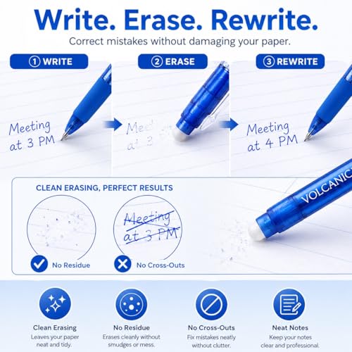 Retractable Clicker Erasable Gel Pens (12 Count)