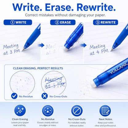 Retractable Clicker Erasable Gel Pens (12 Count)