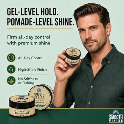 Smooth Viking Medium Hold & High Shine Pomade (2 Ounce)