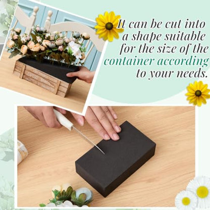 8 Pcs Black Reusable Floral Foam Blocks Water Weather Resistant Dry Floral Foam for Artificial Flower Arrangements Outdoor Hanging Florist Plant Bases for DIY Wedding