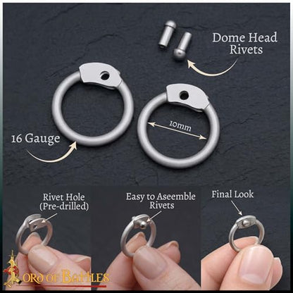 Aluminum Chainmail Rings 10 mm 16 Gauge Round Riveted