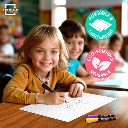 Large Grid Dry Erase Sheets 11”x14” Math Practice Small White Board Sheets Math Manipulatives Quad Graph Whiteboard Sheets Math Supplies Homeschool Teacher Students Classroom Pack of 10 (10 Count)