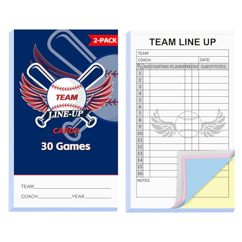 60 Baseball Lineup Cards with 4