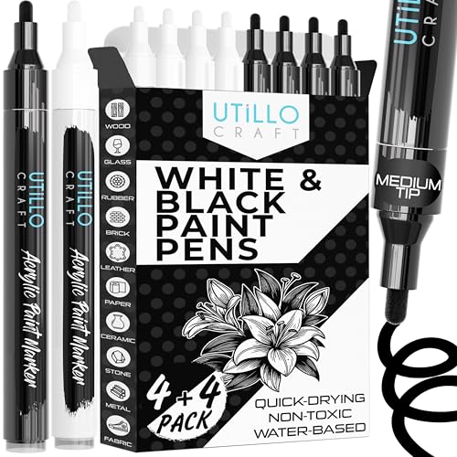 Black and White Paint Pens (8 Count)