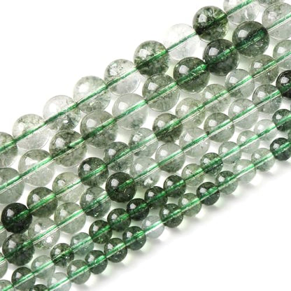 45PCS 8MM Green Crackle Phantom Ghost Crystal Beads for Jewelry Making DIY Bracelet Necklace Accessories 15" Energy Healing Power Stone Beads