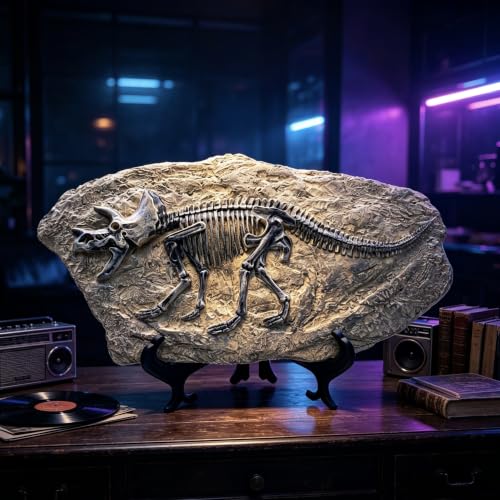 Resin Triceratops Dinosaur Fossil Statue Model Simulated Skeleton Home Office Display Decorative Craft Box Decoration