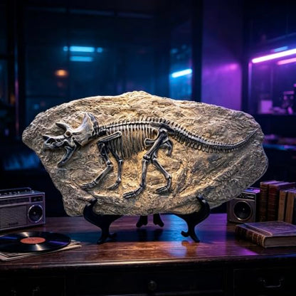 Resin Triceratops Dinosaur Fossil Statue Model Simulated Skeleton Home Office Display Decorative Craft Box Decoration