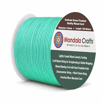 0.5mm Seafoam Green Waxed Cord