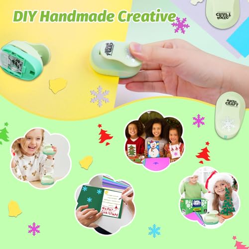 Hole Punch 1 Inch Craft Christmas Snowflakes Bells Shapes with 30PCS Paper (33 Count)