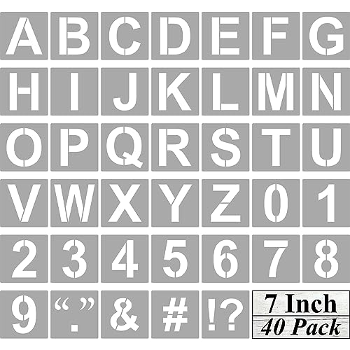 Alphabet Letter and Number Stencils 7 Inch (40 Count)