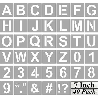 Alphabet Letter and Number Stencils 7 Inch (40 Count)