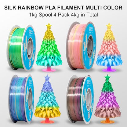 Silk Rainbow PLA 3D Printer Filament (4 Count)