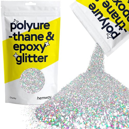 Resin Glitter Silver Holographic 100g Chunky (3.5274 Ounce)