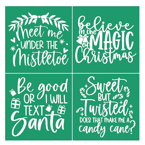 Christmas Silk Screen Stencils Reusable Adhesive Stencils Winter Christmas Silk Sceen Transfers Santa Sacks DIY Xmas Gift for Office