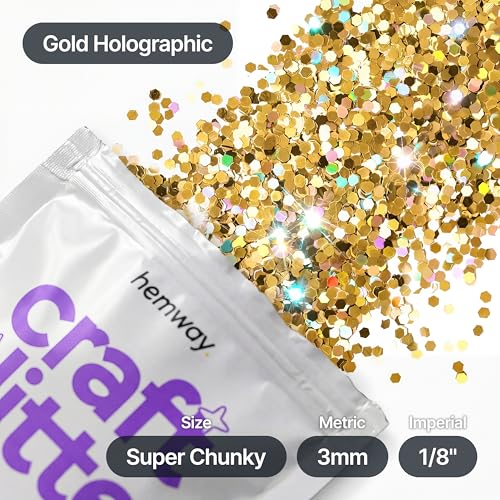 Craft Glitter Gold Holographic 100g Super Chunky Glitter (3.5 Ounce)