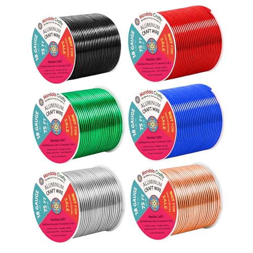 18 GA Black Red Green Assorted Anodized Aluminum Craft Wire (6 Count)