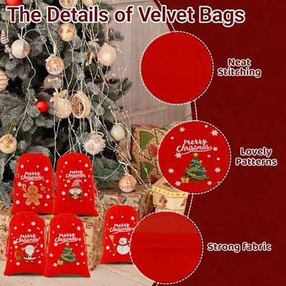 Small Christmas Drawstring Gift Bags (12.2753 Ounce)