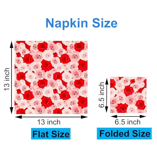 Paper Napkins 80 Pack 2 Ply Floral Beverage Luncheon Dinner Paper Napkins Flower Print Disposable Napkins for Wedding Anniversary Celebrations (80 Count)