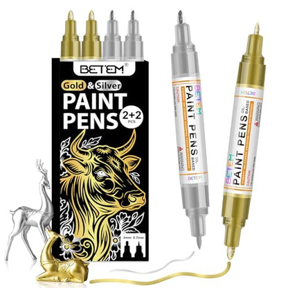 4 Gold Silver Oil Based Paint Pens