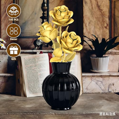 Gold Roses Flower Building Set