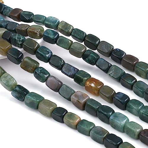 Natural Indian Agate Cuboid Stone Loose Semi Gemstone Beads for Jewelry Making 8mmx12mm 38cm (33 Count)