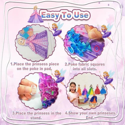 Poke in Fun Art Kit for Kids DIY Princess Craft Set Birthday Gifts for Girls Ages4