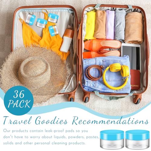 36 Pieces Plastic Jars with Lids Round Leak Proof Airtight Container Cosmetic Small Empty Jars for Lotions Ointments Travel Toiletries Creams Make up Storage