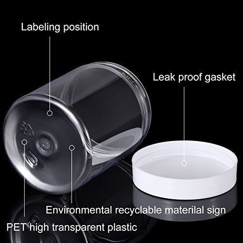 12 Pack 10 oz Plastic Container Jars with Lids Round Clear Travel Cosmetic Container Jars for Toiletries (120 Count)