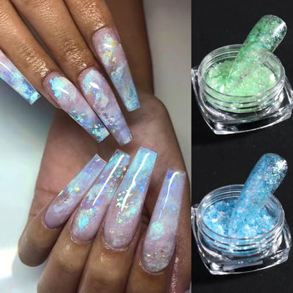 Holographic Nail Art Glitter Iridescent Flakes