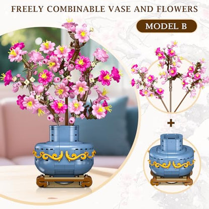Flower Cherry Blossom Building Set 2 in 1 Bonsai Tree for 8 (775 Count)