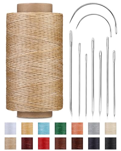 218 Yards Upholstery Thread Heavy Duty Waxed Leather Thread Sewing Kit (9 Count)