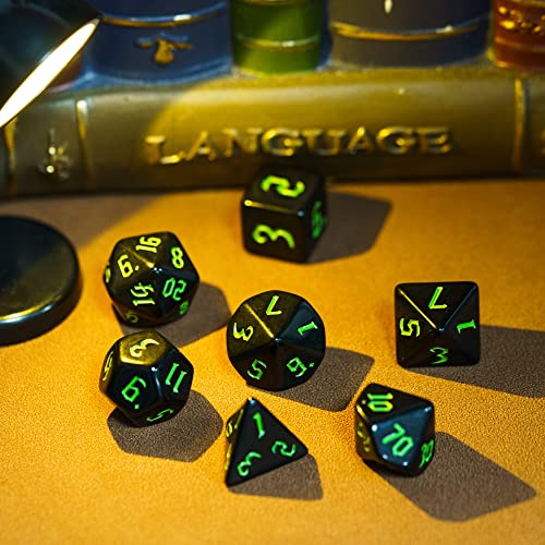 DND Dice Set D&D Polyhedral Dice with Leather Dice Bag (7 Count)