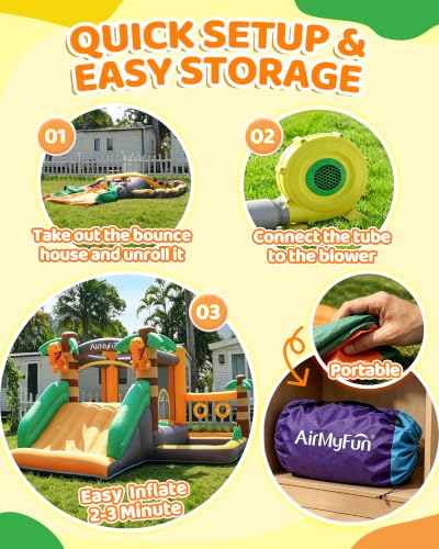 Dinosaur Inflatable Bounce House with Slide