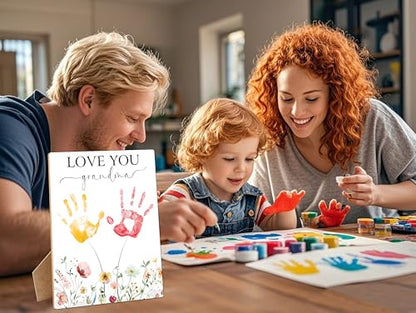 I Love You Grandma Themed Handprint Art Keepsake Making Sign with Stand 9x12"