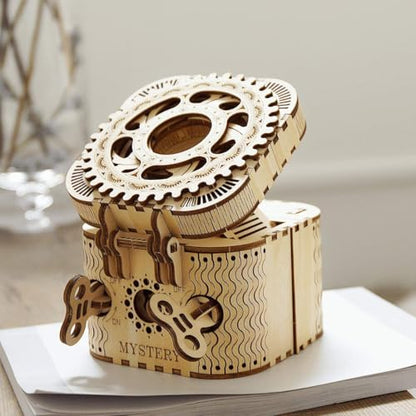 3D Wooden Puzzle Mechanical Treasure Box Model DIY Brain Teaser Projects for Adult Age 14+ Birthday Gift Educational Toys Wooden Puzzles for Adults