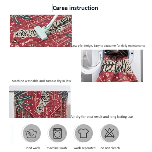 Tribal Rugs Summer Tropical 5x7 Area Rugs Wine Red Traditional Boho Vintage Oriental Rug Carpet for Bedroom Kitchen Dining Living Room Indoor Entryway Washable (35.83 Sq Ft)