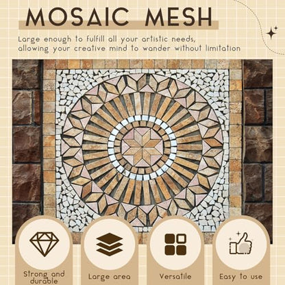 4 Set 24" X 24" Mosaic Mesh Non Sticky for Back Mounted Tile Fiberglass Mosaic Mesh Backing Boast for Tile Installation Supplies Tools (4 Count)