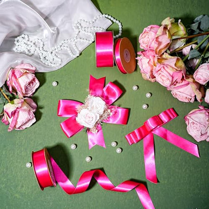 Hot Pink Satin Ribbon 1.5 Inch 25 Yards